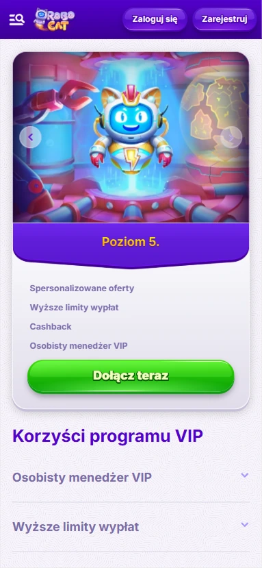 Poziom 5 VIP z cashbackiem i menedżerem