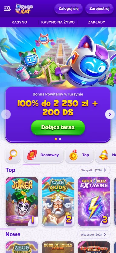 Strona główna z bonusem 100% do 2250 zł + 200 DS