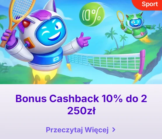 Bonus cashback 10% do 2250 zł z robotem i tenisem